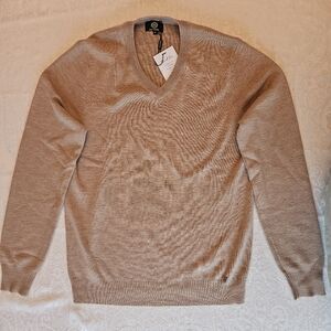 Men's 100% Extrafine Merino Wool V-Neck Sweater, XL, NWT